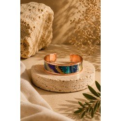 LAJA 2537 SAPPHIRE STREAM – Akış Desenli Bakır Bileklik | Flow Pattern Copper Cuff