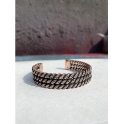 LAJA-1027 El Yapımı Üç Sıra Örgülü Bakır Yüzük