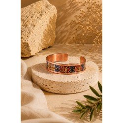 LAJA 2538 IZNIK BLOOM – Çini Motifli Bakır Bileklik | Tile Pattern Copper Cuff Bracelet